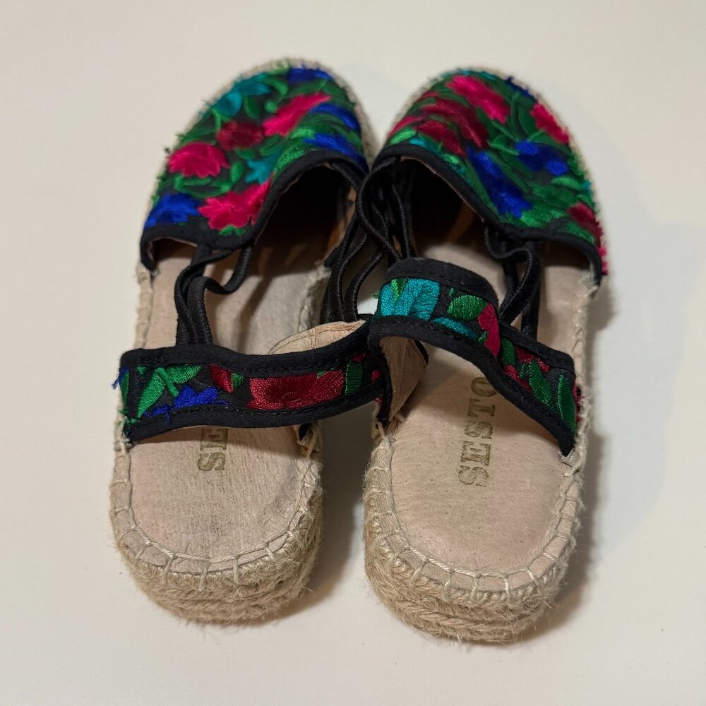 Sesto Meucci Womens Juan Slingback Canvas Wedge Espadrille 7 M Floral - Picture 5 of 8